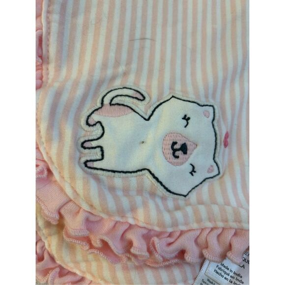 Carters replacement baby blanket cats hearts pink stripes ruffles 26x30 - Picture 2 of 9